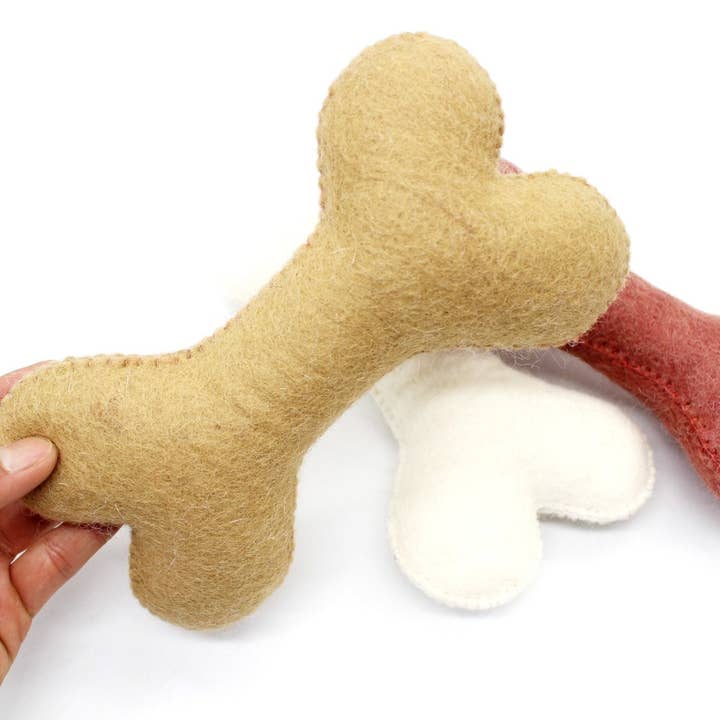 Woollyfelt - Wholesale Pet Toy - Dog - Set of 3 Wool Felted Embroidered Dog Play Bones2