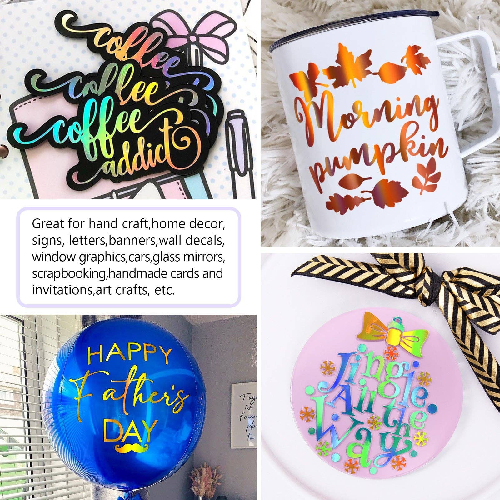 Crafting with CT - Wholesale Craft Supplies - Holographic Glossy Rainbow Vinyl 12x12 sheets4