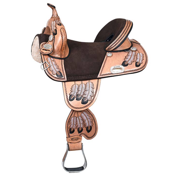 HILASON - Wholesale Horseback Riding Gear - 15 In Western Horse Treeless Trail Barrel Leather Saddle Tan