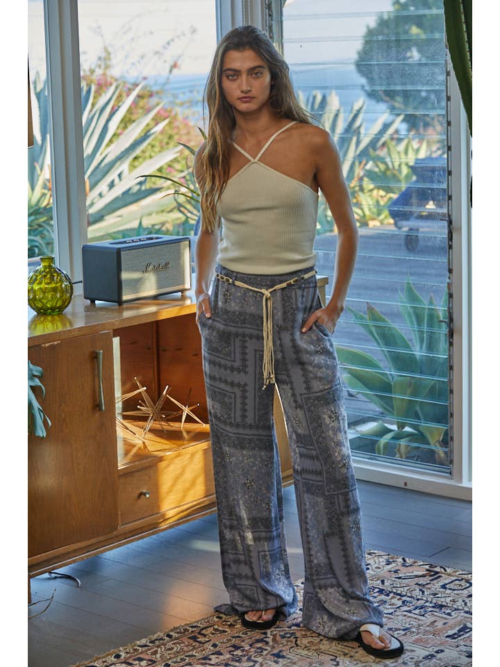 Blue Grey L6407 | BANDANA BLUES PANTS for wholesale on Faire