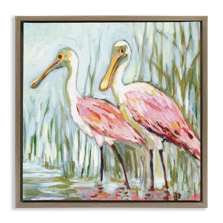 Stupell Industries - Wholesale Canvas Art - Spoonbill Birds Pair Floating Frame9