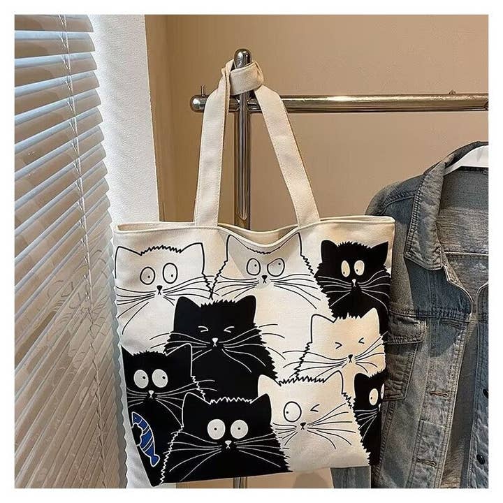 UZ Wholesale Store – wholesale Tote bag – Women's – Large Capacity Canvas Shoulder Bag With Cute Cartoon Print6