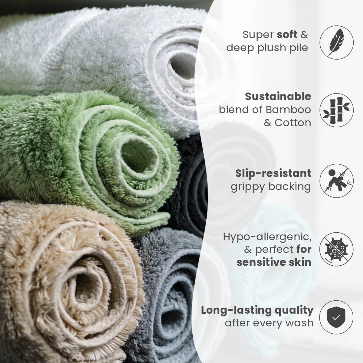 Allure Bath Fashions - Wholesale Bath Mat - Luxury Bamboo Cotton Bath Mat Non-Slip - Ultra Soft & Thick3