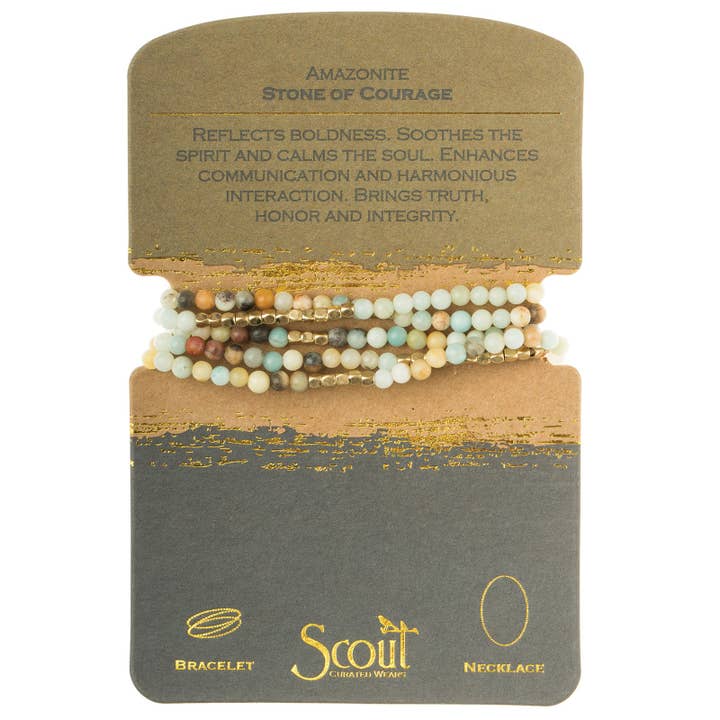 Scout Curated Wears - Wholesale Beaded Bracelet - Stone Wrap: Amazonite - Stone of Courage