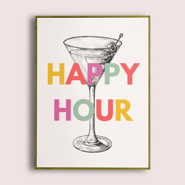 Happy Hour, Cocktail Print for wholesale by Lyonette