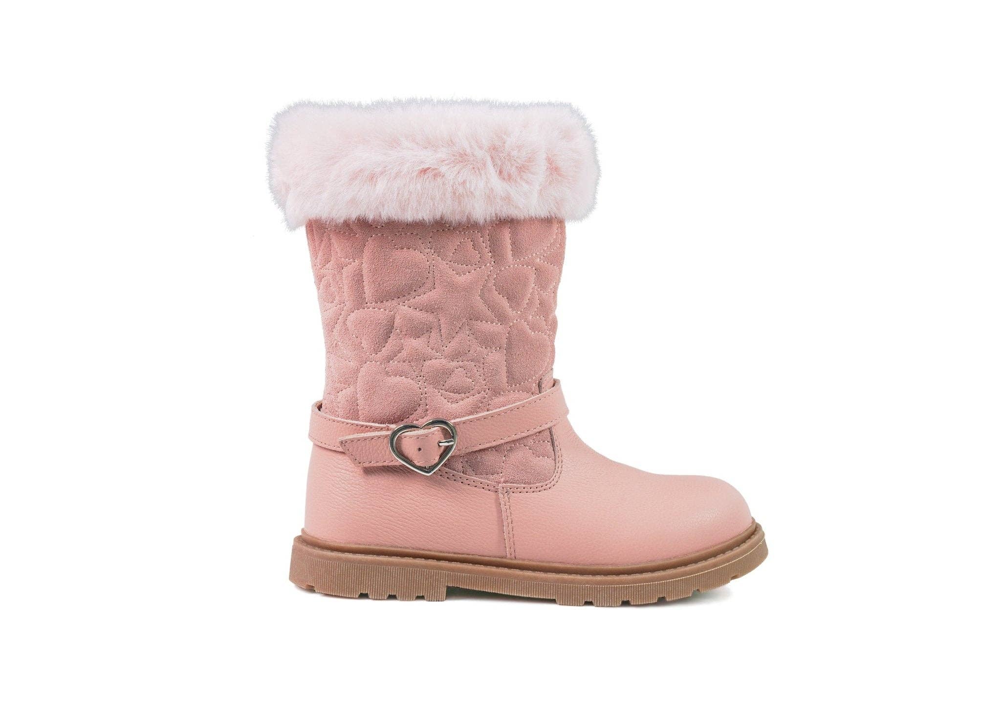 ToeZone - Vendita all'ingrosso Scarpe casual - Bambini - JO - Stivali rosa in pelle e pelliccia scamosciata da bambina3
