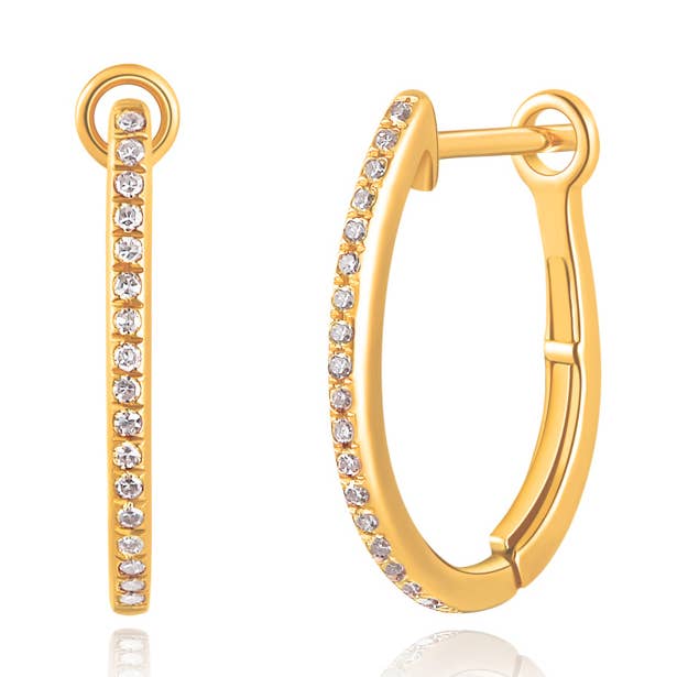 Creole oval S with diamonds, 18K yellow gold for wholesale by Leaf Jewelry