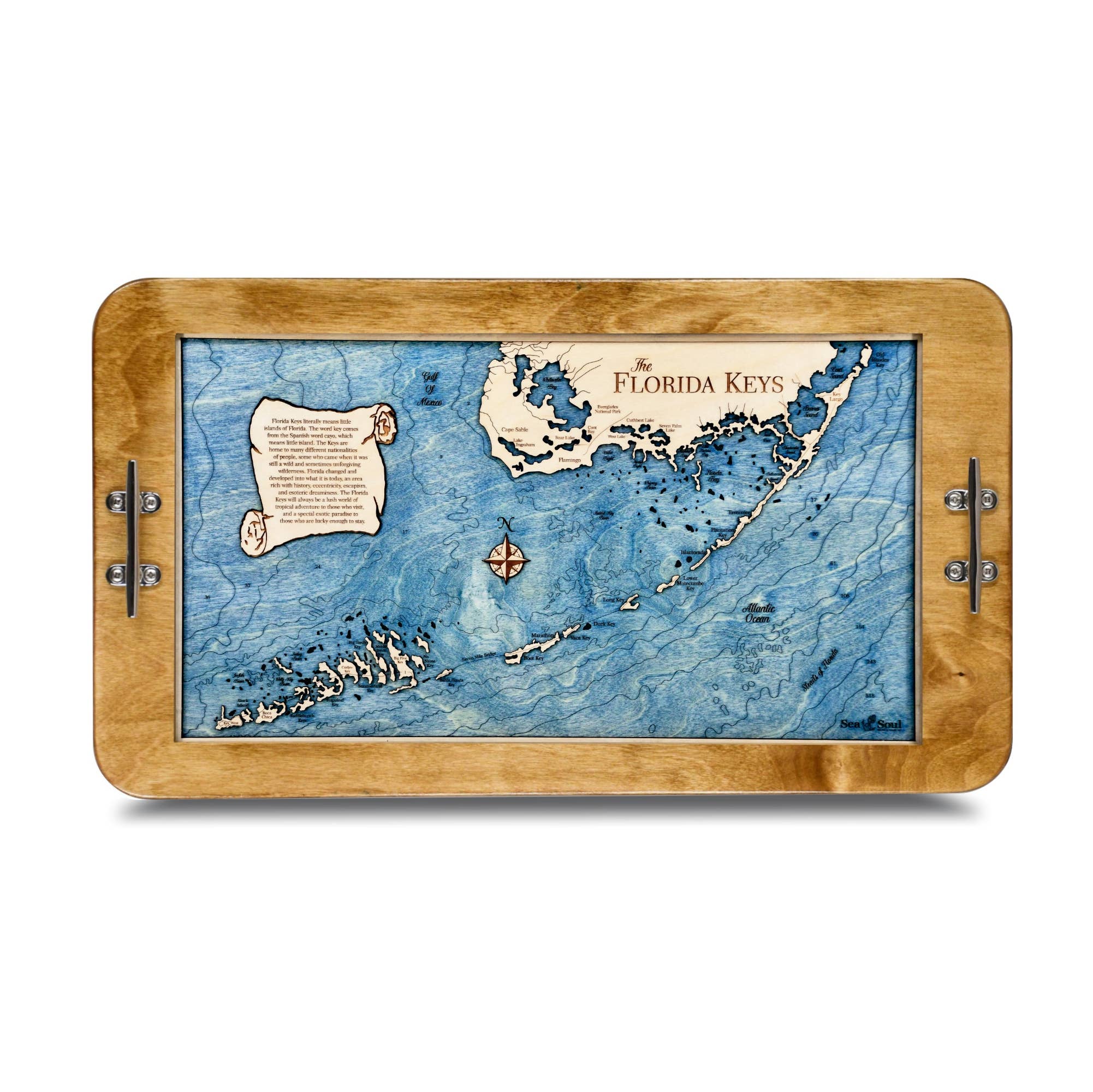 Sea & Soul Nautical Chart Art – Großhandel Serviertabletts – Küsten-Florida Nautische 3D-Holzkarte Serviertablett & Wandkunst9