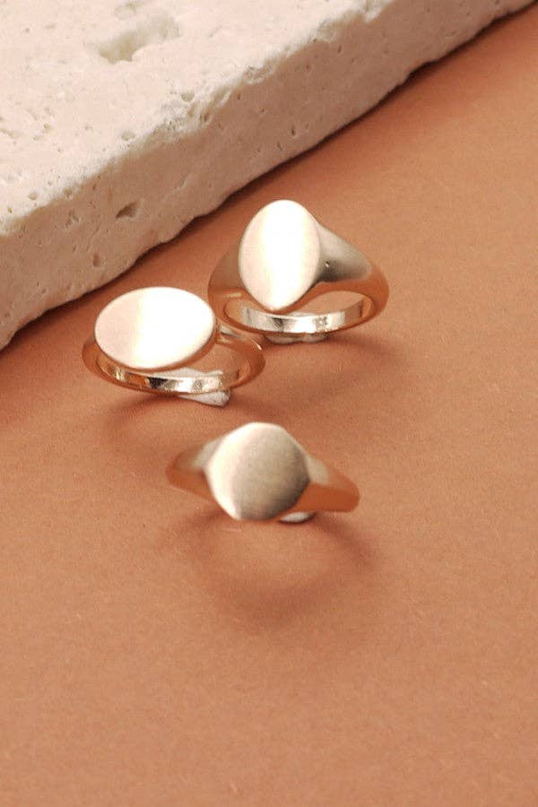 GOLD TRIO FLAT PLAIN EMBLEM RINGS | 52R1082701 for wholesale on Faire2