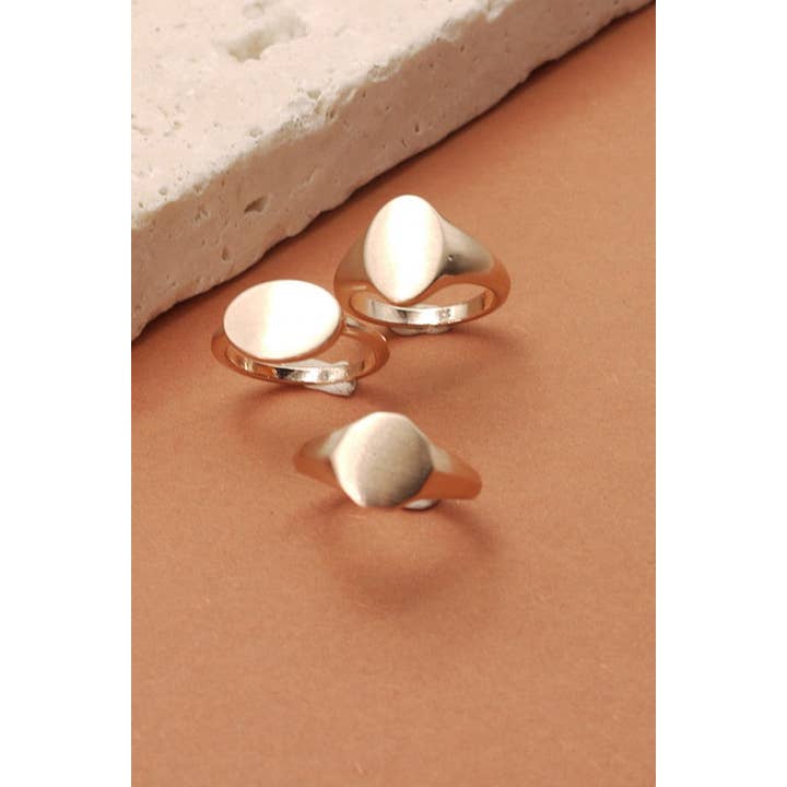 GOLD TRIO FLAT PLAIN EMBLEM RINGS | 52R1082701 for wholesale on Faire2