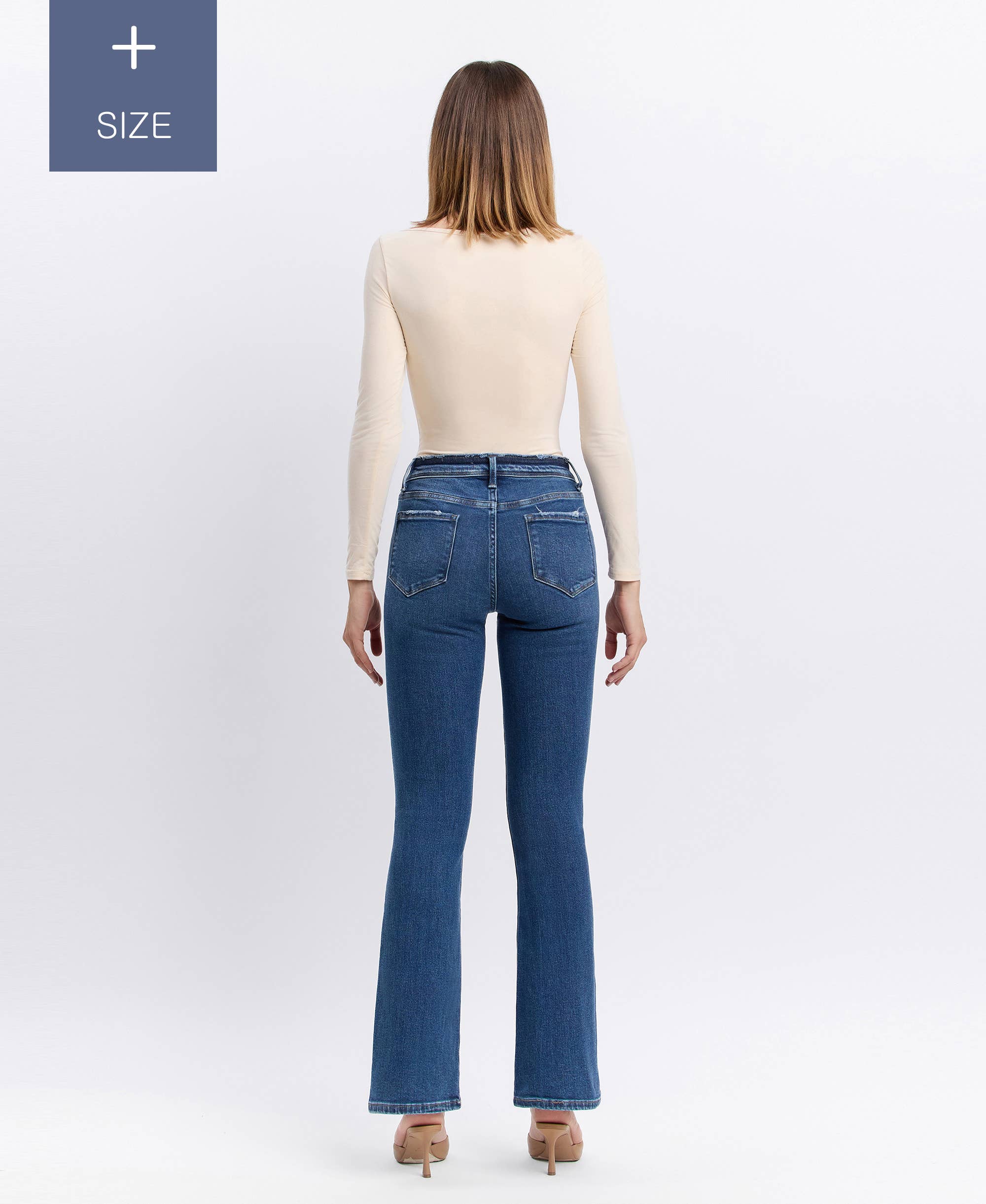 AMETHYST PLUS MID RISE SEAMLESS WAISTBAND BOOTCUT JEANS T6105-P for wholesale on Faire8