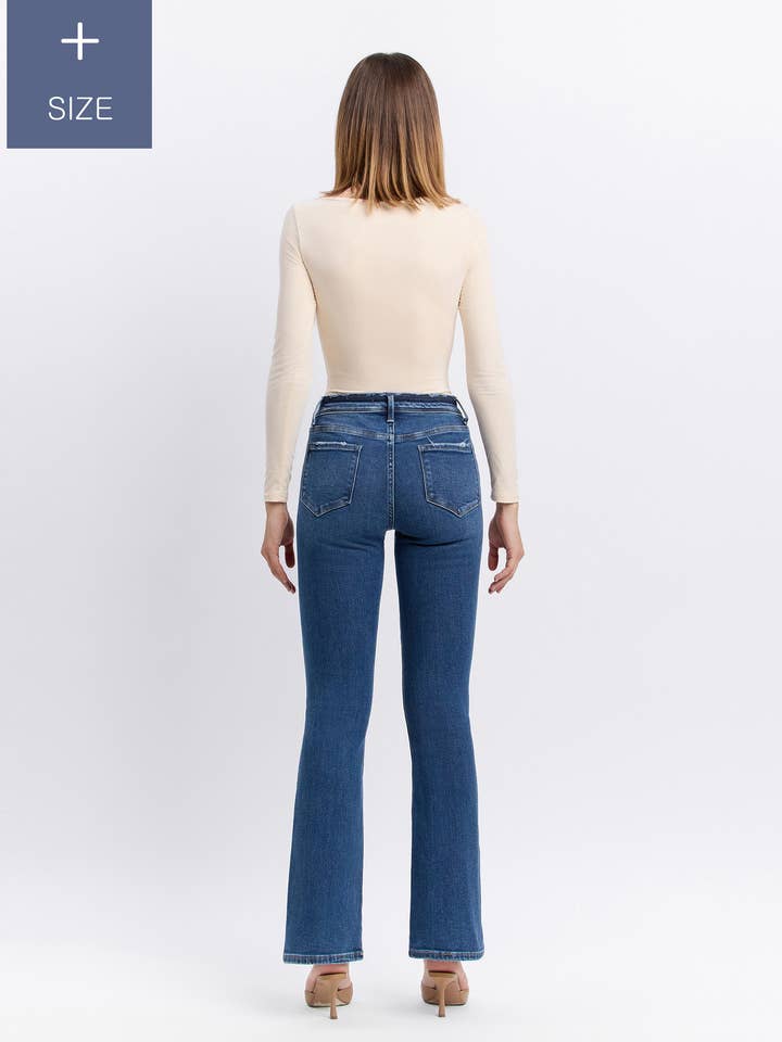 AMETHYST PLUS MID RISE SEAMLESS WAISTBAND BOOTCUT JEANS T6105-P for wholesale on Faire8