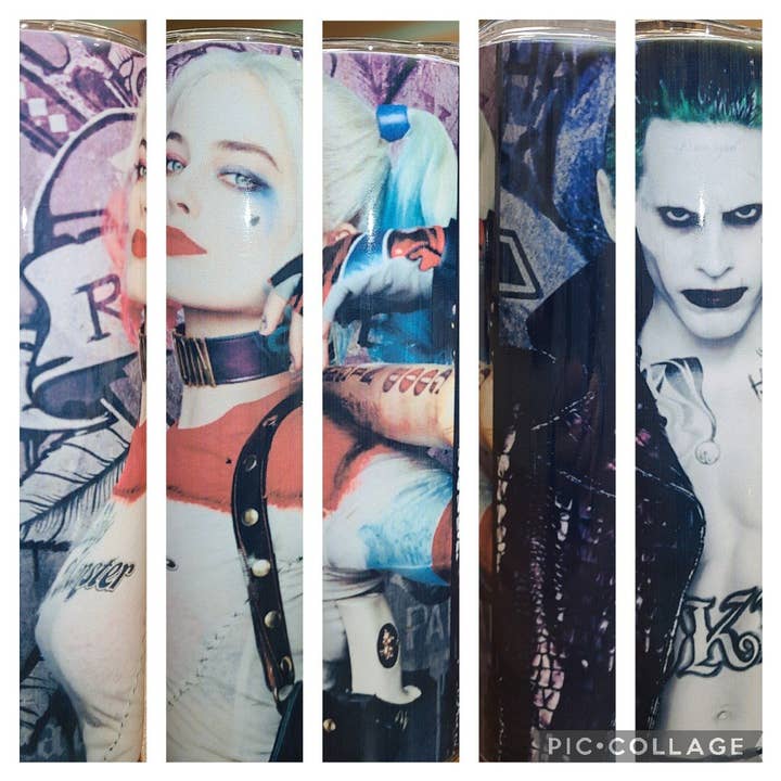 Unique Custom Tumblers by Ashley – copos e garrafas térmicas por atacado – Copo Magro de Sublimação Harley Quinn & Joker 20oz