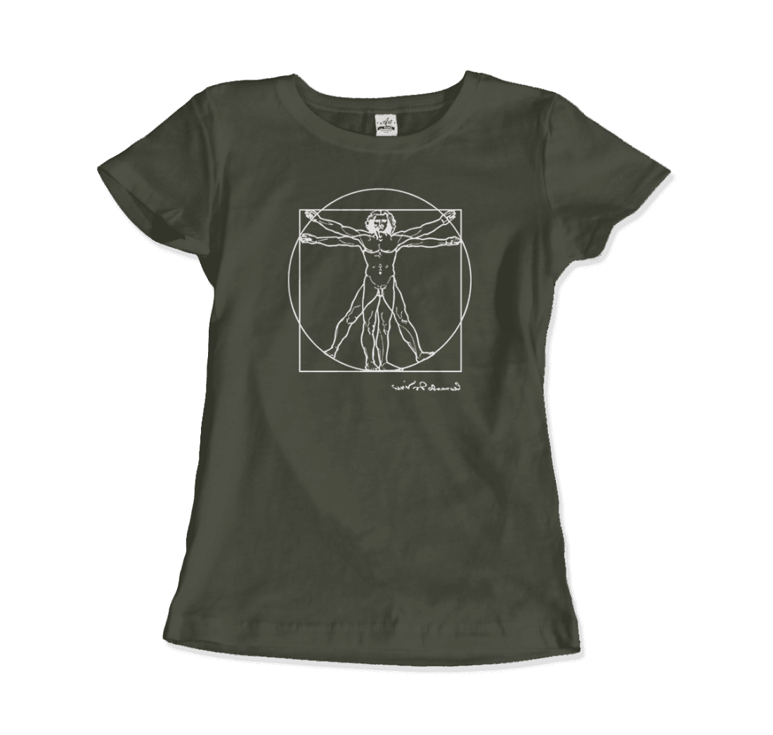 Art-O-Rama Shop - Wholesale Screen Printed T-Shirt - Unisex - Leonardo Da Vinci, Vitruvian Man Sketch T-Shirt2
