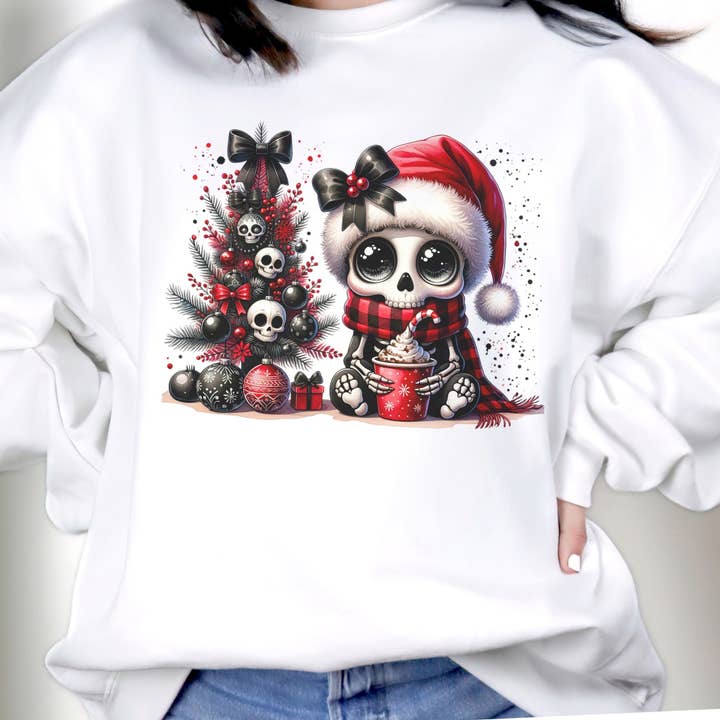 Cute Christmas Skeleton Unisex Heavy Blend Crewneck Sweatshirt for wholesale by with love, aj.