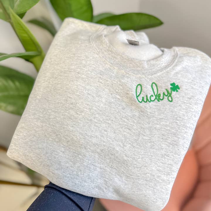 Lucky Sweatshirt, St. Patrick's Day Sweatshirt, Shamrock  for wholesale by Bash