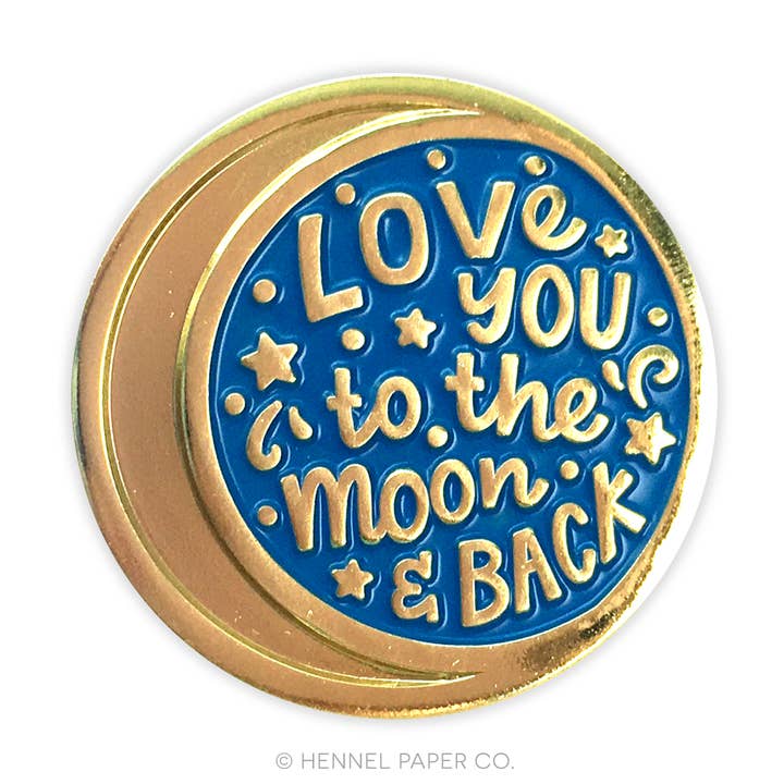 Hennel Paper Co. - Wholesale Lapel Pin/Button - Enamel Pin - Moon & Back0