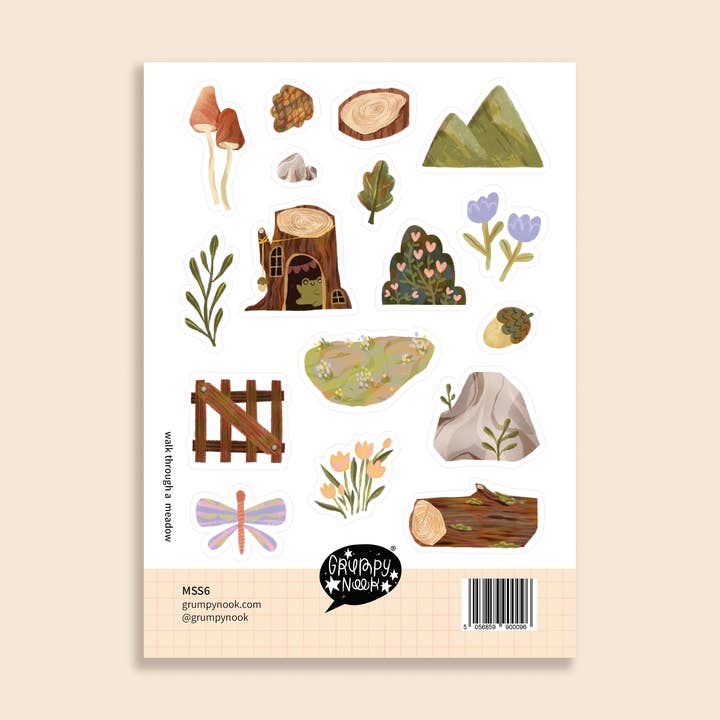 Meadows Sticker Sheet for wholesale by Grumpy Nook