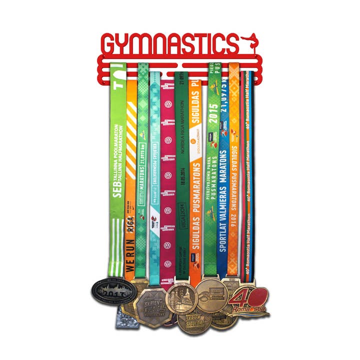 Medal hanger GYMNASTICS - Vivid Red - Large for wholesale by United Medals