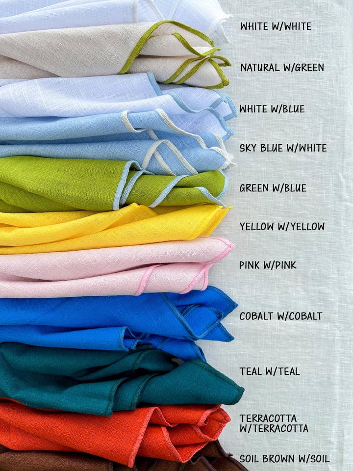 Set of 4, Cotton Napkin Set w/Contrast Edges for wholesale by My Kitchen Linens