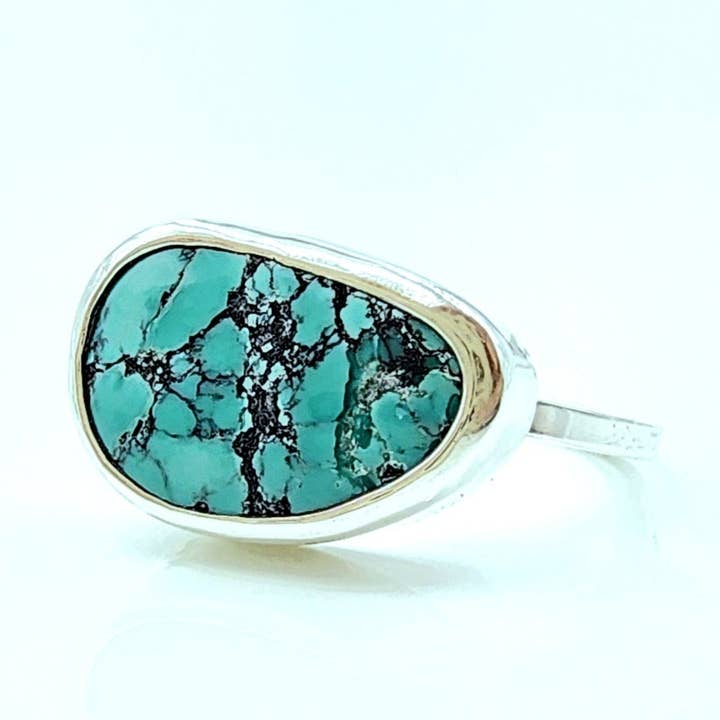 Organic turquoise ring for wholesale by Nevermore Fine Jewelry