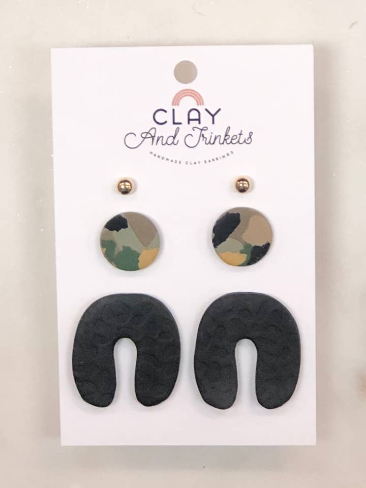 Stud Set #5 Camo for wholesale by Clay and Trinkets
