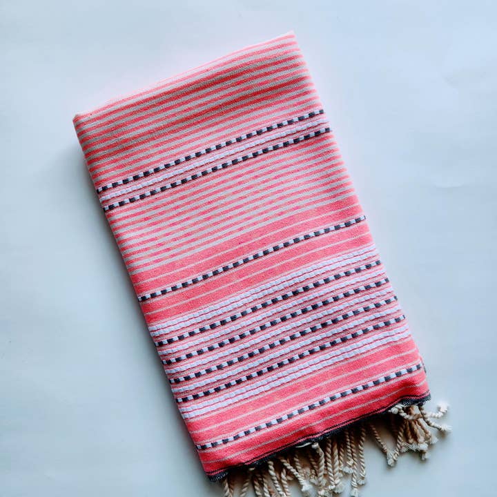 wonderfouta - Wholesale Beach Towel - Beach towel /sarong- Bubble gum-Gray