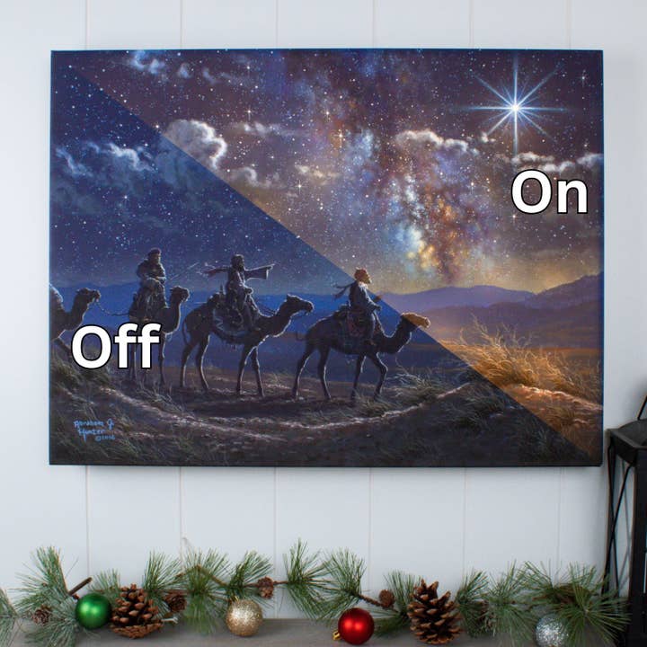 Following the Light 18x24 Fully Illuminated LED Wall Art for wholesale by Glow Decor