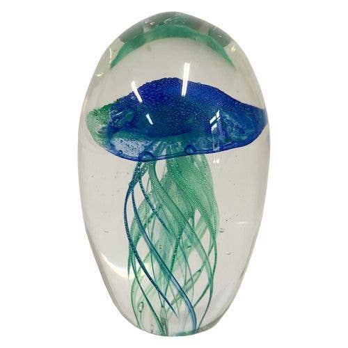 Small Blue/Green Jellyfish Paperweight for wholesale by Barry-Owen Co., Inc.
