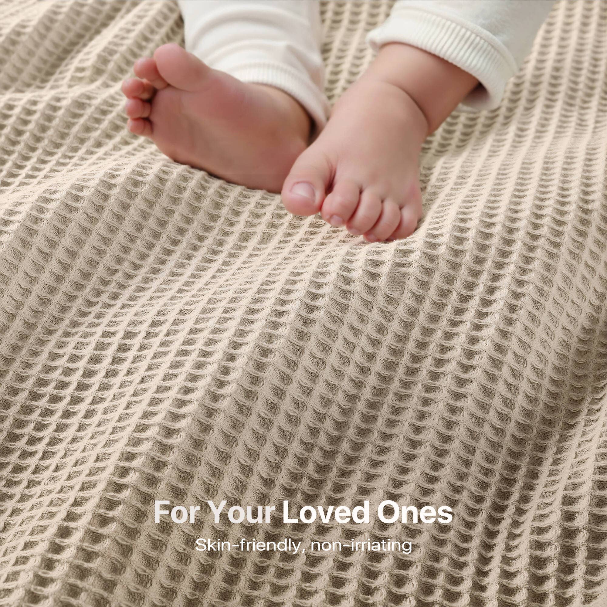 Olliix - Wholesale Bedding Blanket - Waffle Weave Cotton Bedding Blanket, Khaki8