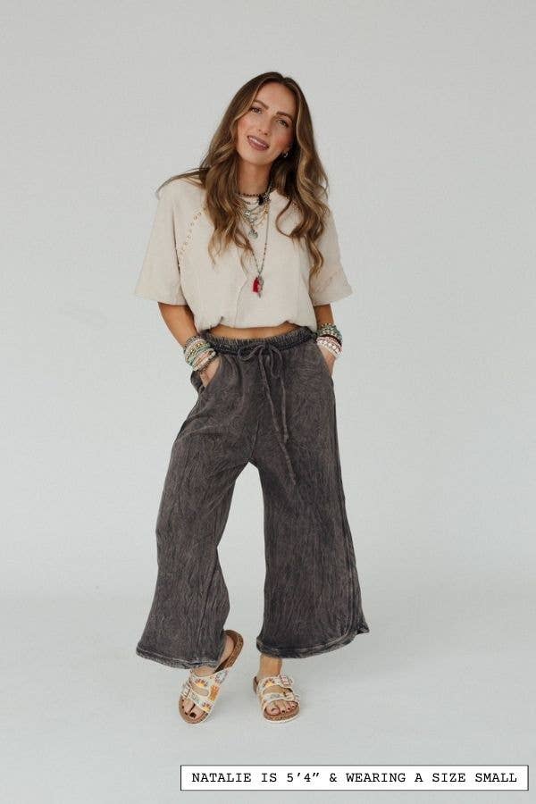 Three Bird Nest - Wholesale Pants - Women's - So Comfy Wide Leg Pant Petite Length - New Charcoal3