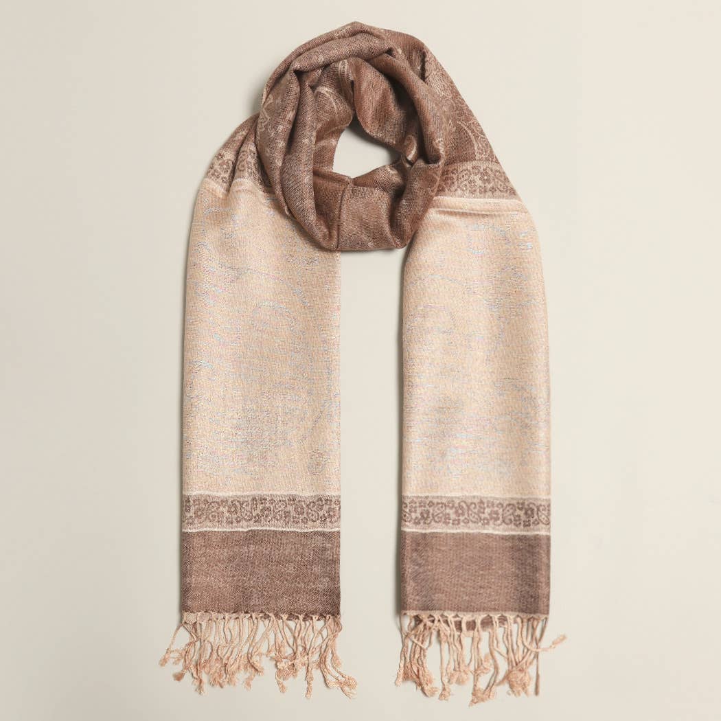 Fashion City - Wholesale Scarf - Women's - Lurex Paisley Pashmina Shawl Scarf Wrap 4