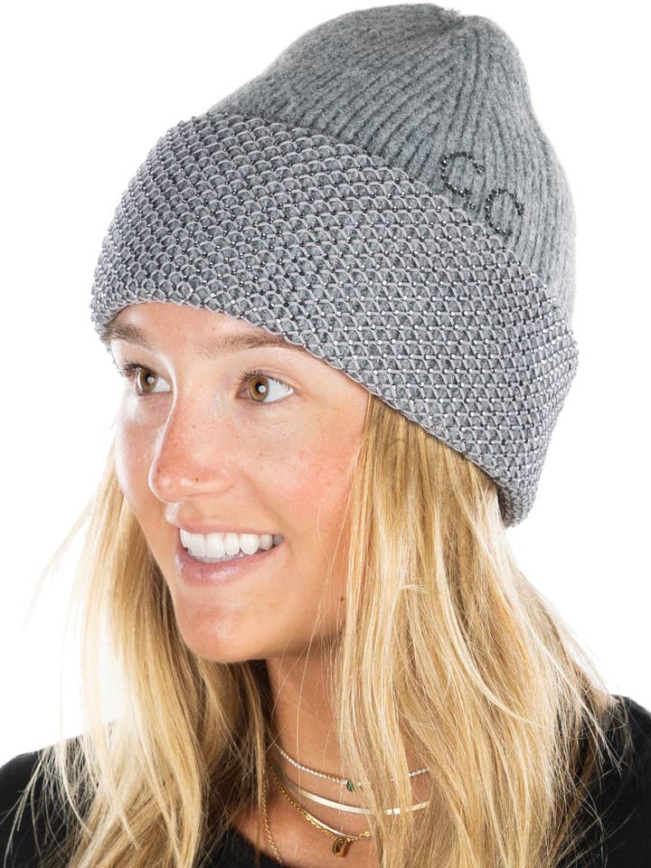 Sparkle Utsmyckad Mössa - Strass Net - Grå för wholesale av Funky Junque