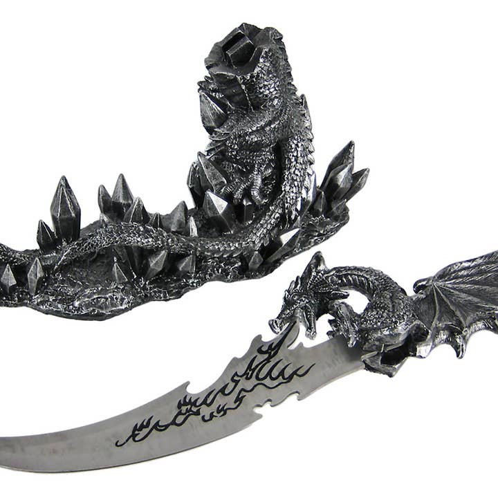 Zeckos - Wholesale Decorative Tabletop Object - Wicked Fire Dragon Fantasy Dagger and Holder3