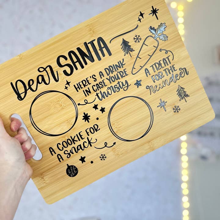 Treats for Santa | UVDTF | 15" x 11" Cutting Board for wholesale by SKS Design Studio