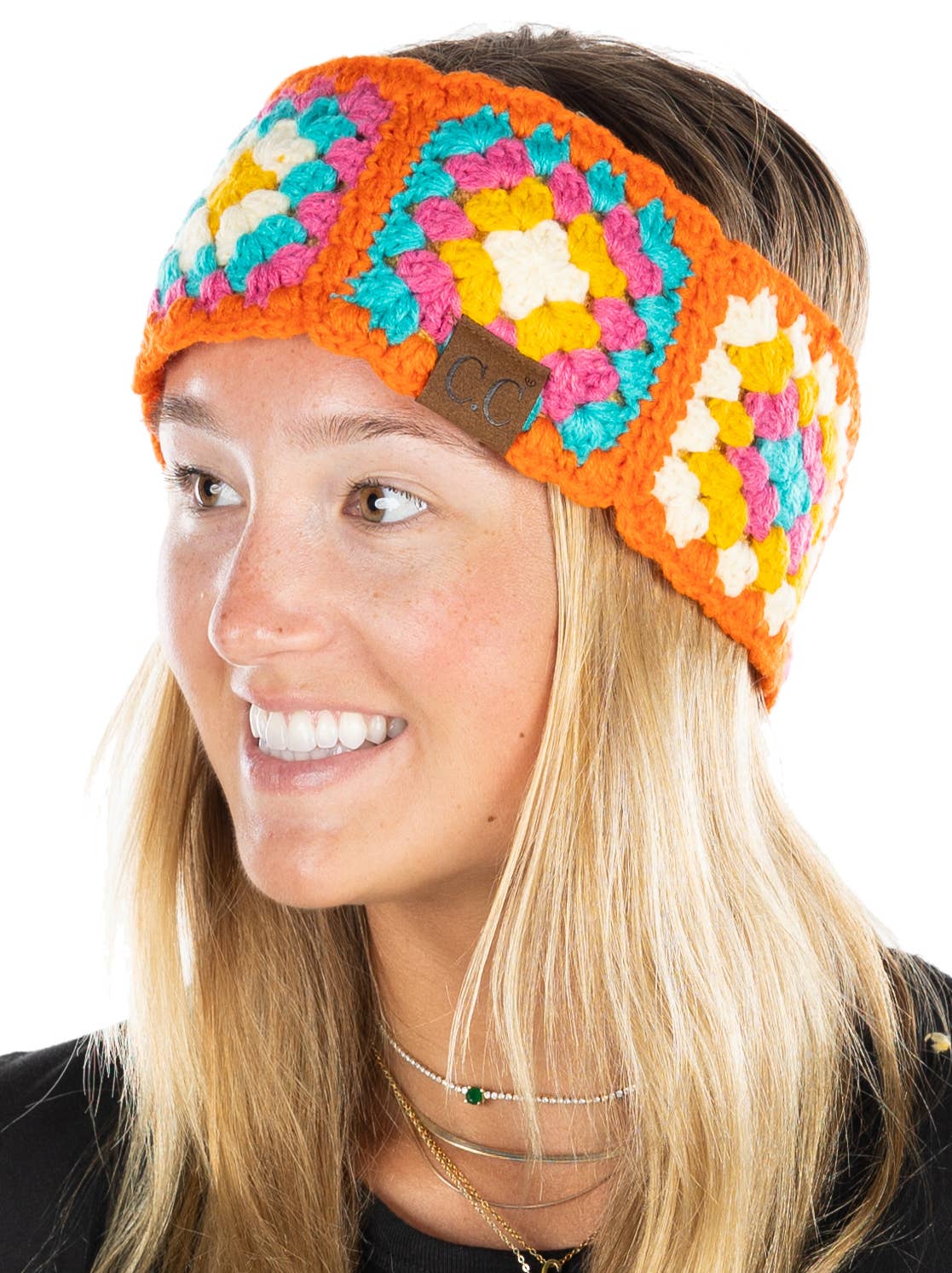 Funky Junque - Vente Bandeau – femme - Bandeau en crochet multicolore - Orange