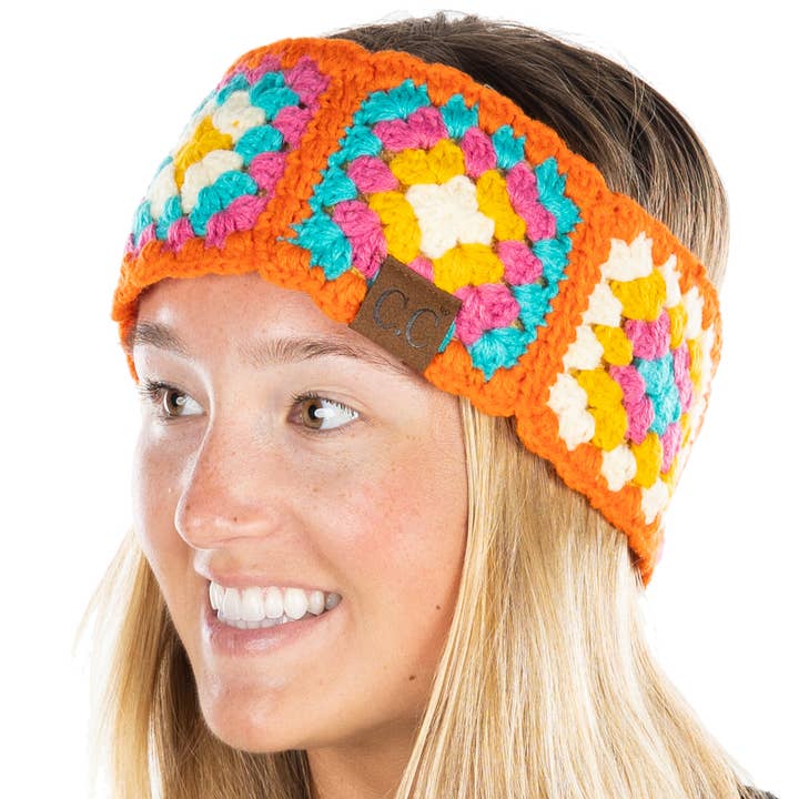 Funky Junque - Vente Bandeau – femme - Bandeau en crochet multicolore - Orange0