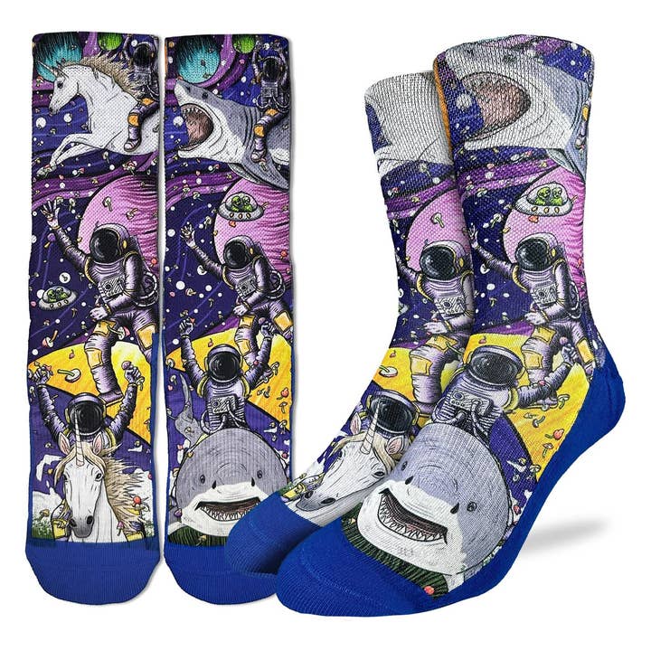 Men's Psychedelics Space Mission Socks for wholesale by Good Luck Sock