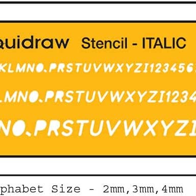 Liquidraw - Vente Pochoir - Pochoirs de lettrage Liquidraw pour l'artisanat, alphabet anglais, modèle de dessin de chiffres, gabarit de dessin, ensemble combiné de polices italique de 2mm, 3mm et 4mm2