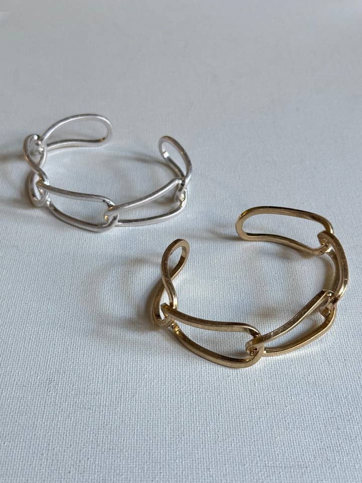 Curved and Bent Shaped Long Oval Open end Cuff Bracelet for wholesale by D LINE