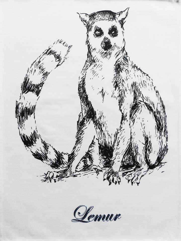 The Lemur Large Cotton Tea Towel for wholesale by Half a Donkey