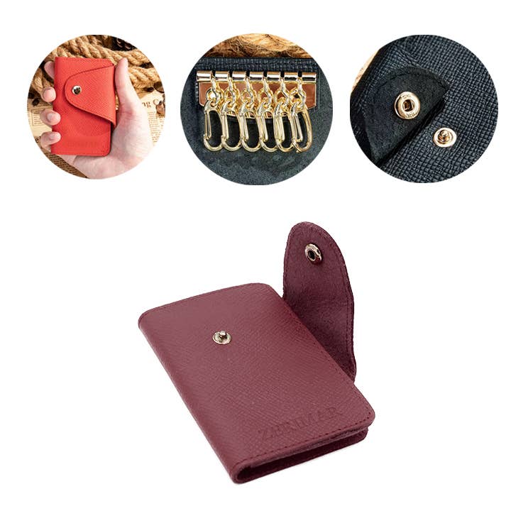 Burdeos Zerimar 100% Leather keychain wallet Measurements: 10x6,5 for wholesale on Faire2