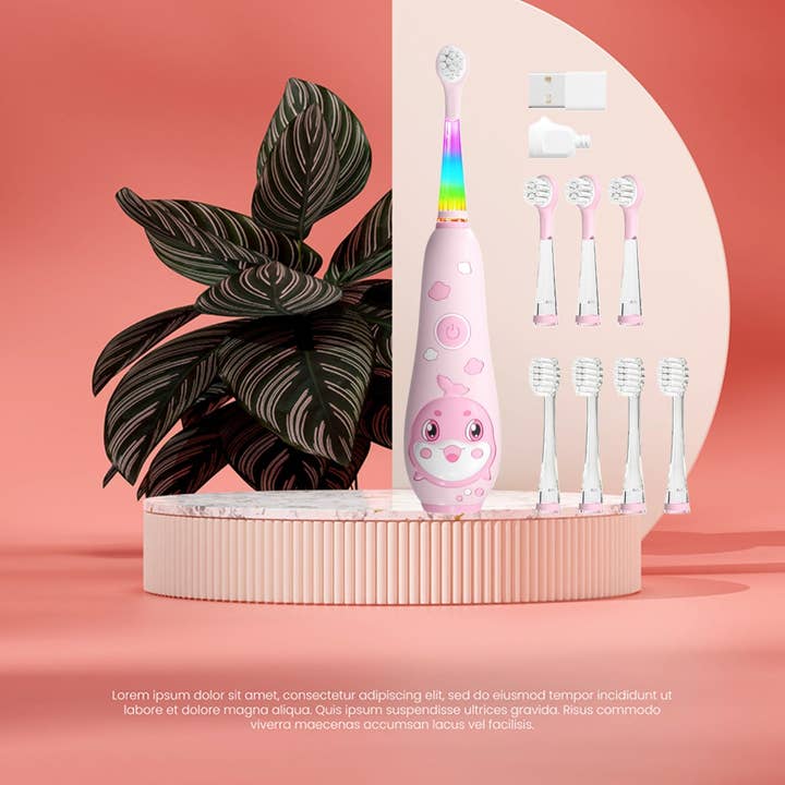 Seago Børne Elektrisk Tandbørste 0-6 År 8 Børstehoveder Sødt Hvaldesign 2-Min Smart Timer USB Genopladelig IPX7 Vandtæt Mundpleje Gave for engroshandel hos Modpopdeco