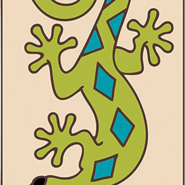 Gecko with Southwest Border End Cap Tile (3031) for wholesale by Earthtones Tile