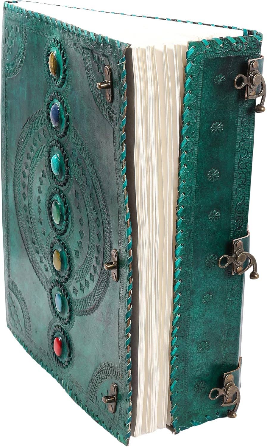 Tuzech Leather - Wholesale Journal/Diary - Seven Chakra Leather Journal – Handmade Embossed Diary 13"49