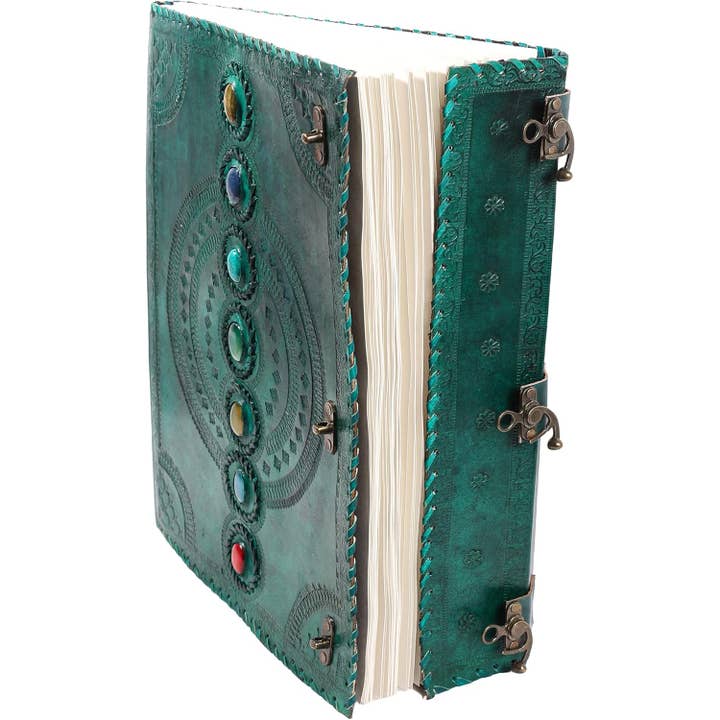 Tuzech Leather - Wholesale Journal/Diary - Seven Chakra Leather Journal – Handmade Embossed Diary 13"49