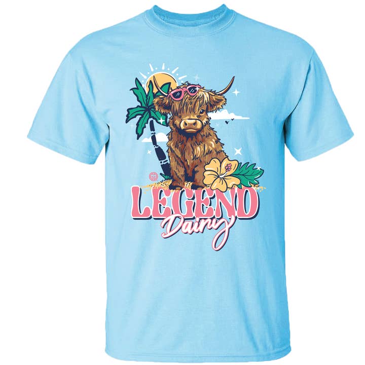 Sky Blue 2735 Legend Dairy Southern Sassy Country Western Short Sleeve Graphic Tee for wholesale on Faire