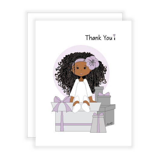 AundiS Art/Design - Wholesale Thank You Card - Thank You Card with Cute Girl Message
