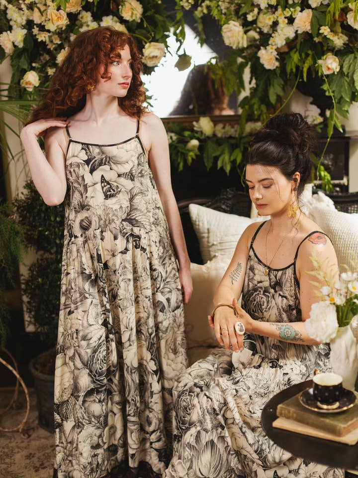 Honey & The Moon Bohéme Maxi Slip Dress w/ Florals & Bees for wholesale by Market of Stars (Worldwide)