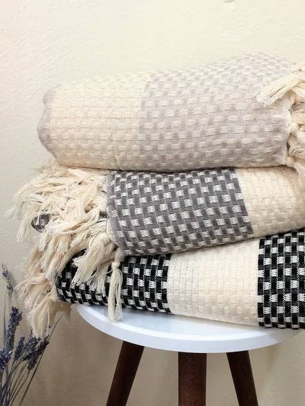Istanbul Handmade Organic Cotton Throw Blanket for wholesale by Tayf